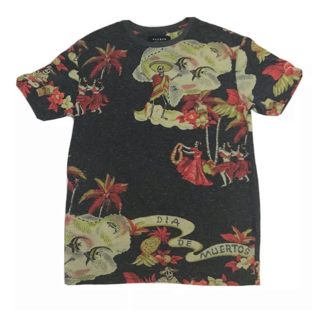 PacSun Dia de Muertos Graphic Tee - Black and Red